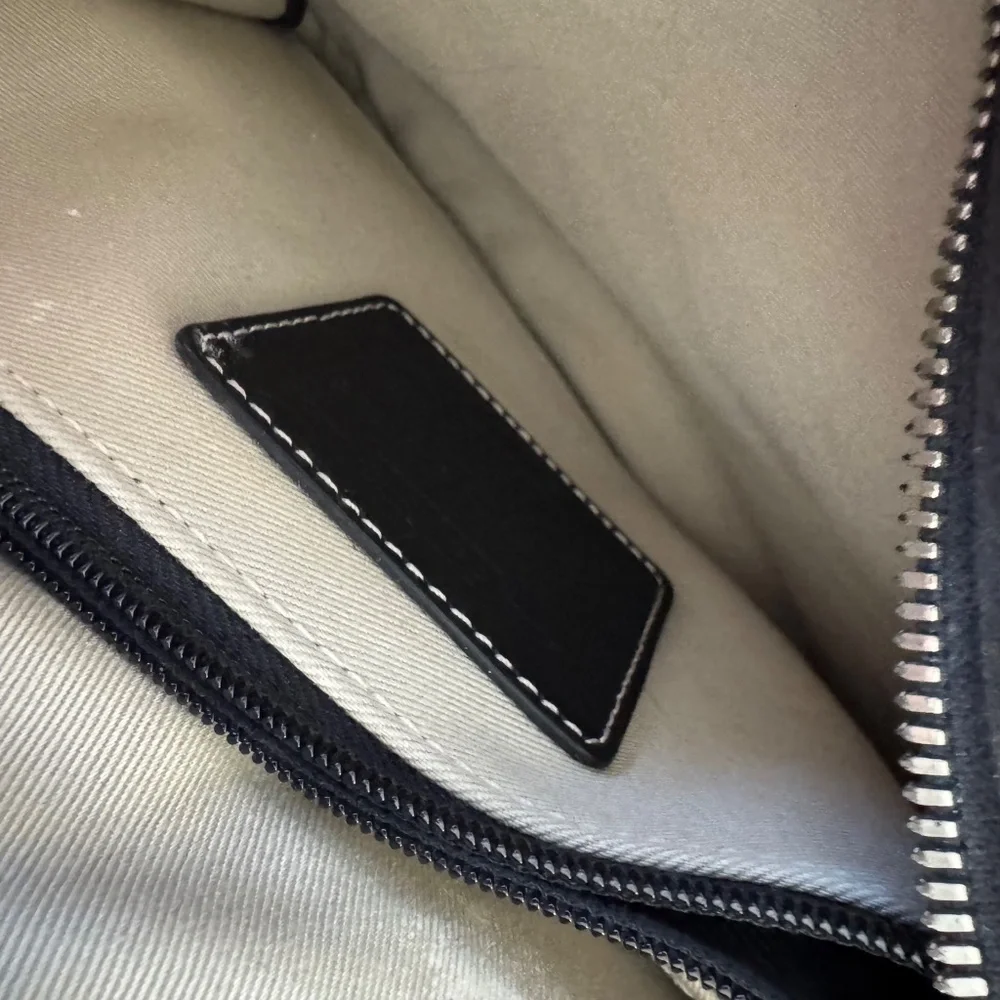 Coach Double Zipper Cosmetic Canvas and Leather Black Bag Purse